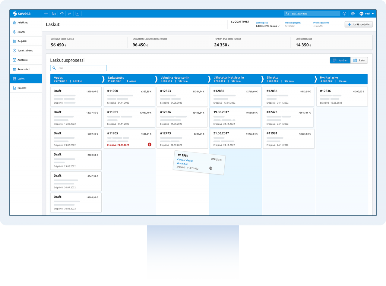 Severa's facturatie kanban